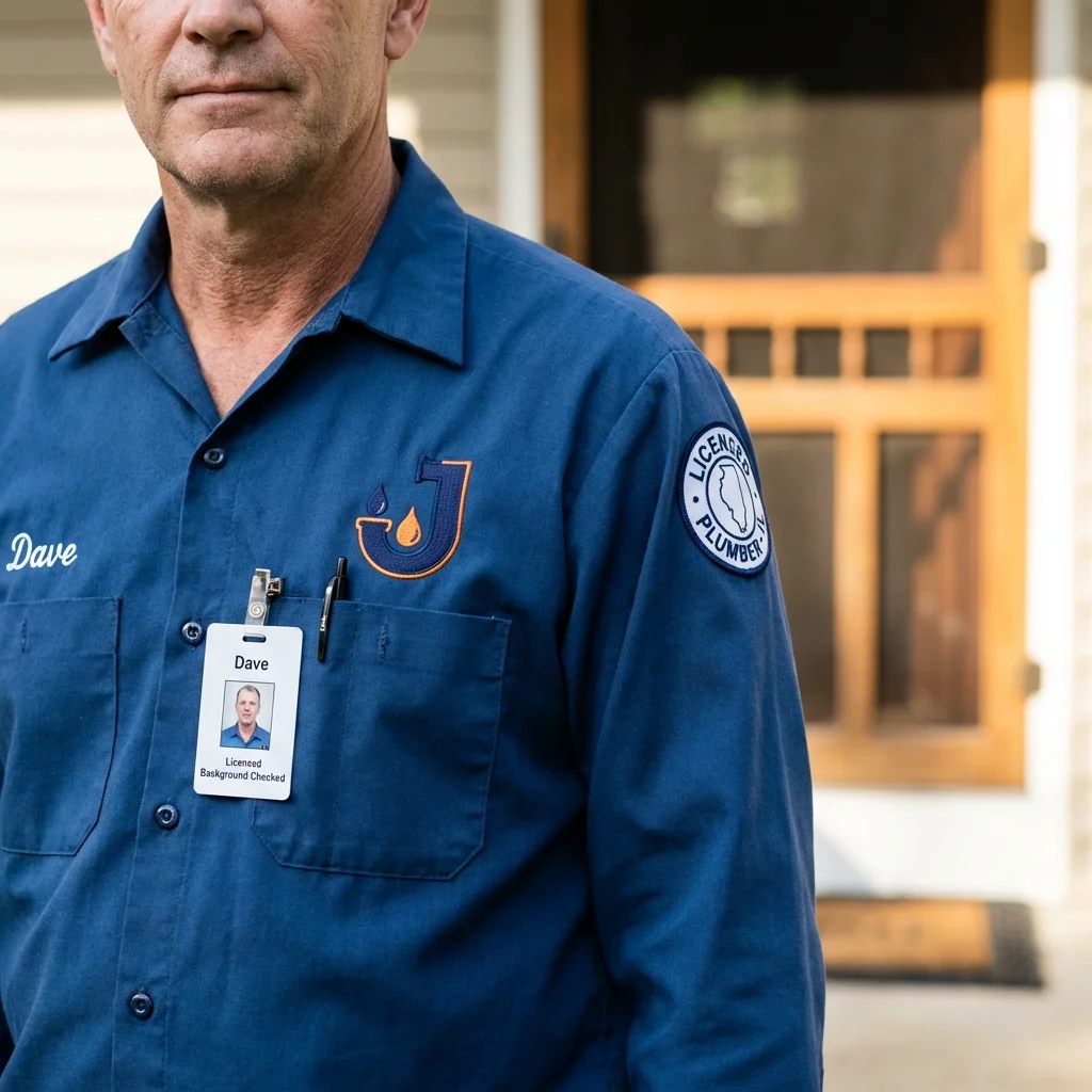 Licensed plumber showing ID badge in Orwigsburg, PA
