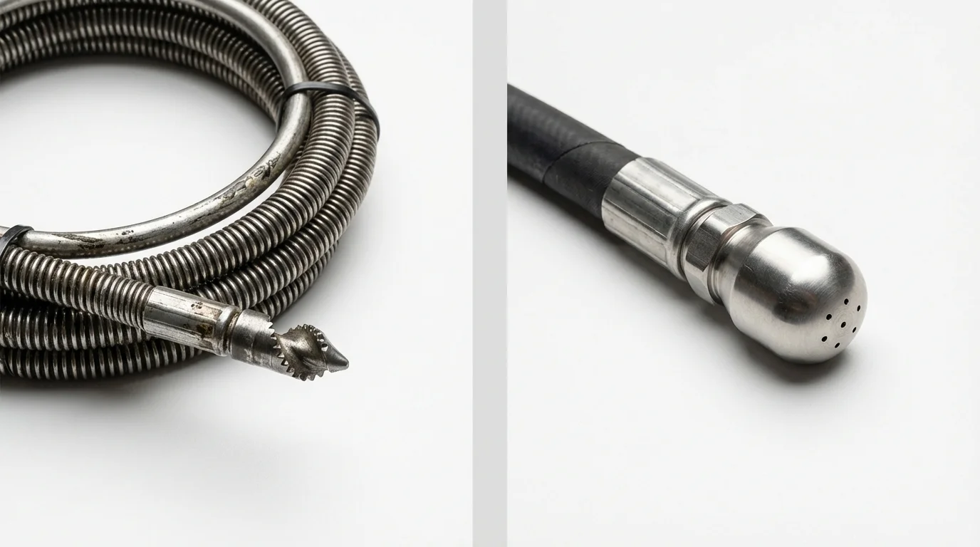 Drain snake cable and hydro jetting nozzle used for drain cleaning in Orwigsburg, PA
