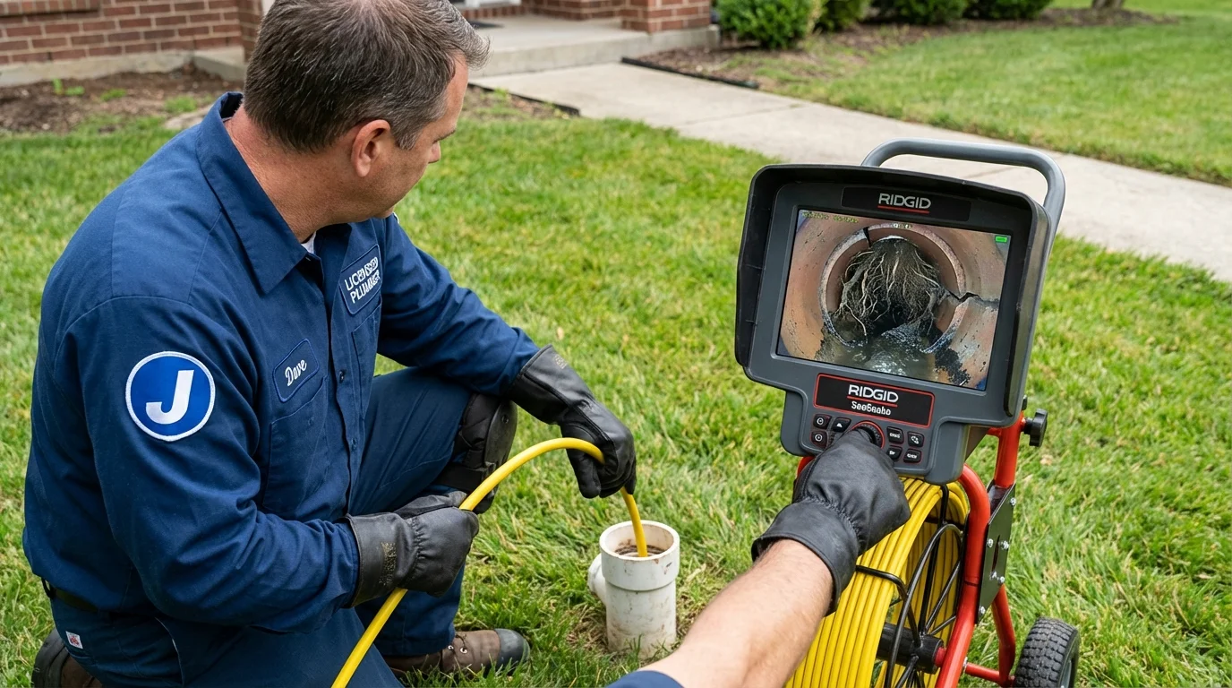 Sewer camera inspection being performed by Johns Plumbing LLC in Orwigsburg